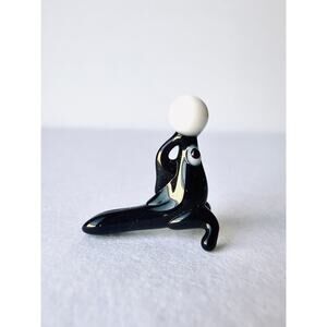Vintage Mini Glass Swan Figurine Lampwork White Swan Tiny Art Glass